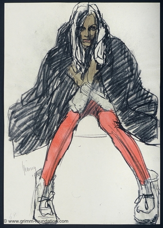 Gerd Grimm, M&auml;dchen in schwarzem Mantel 